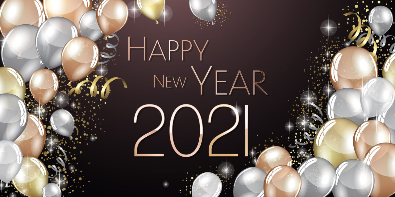 Happy New year 2021 large greeting card illustration